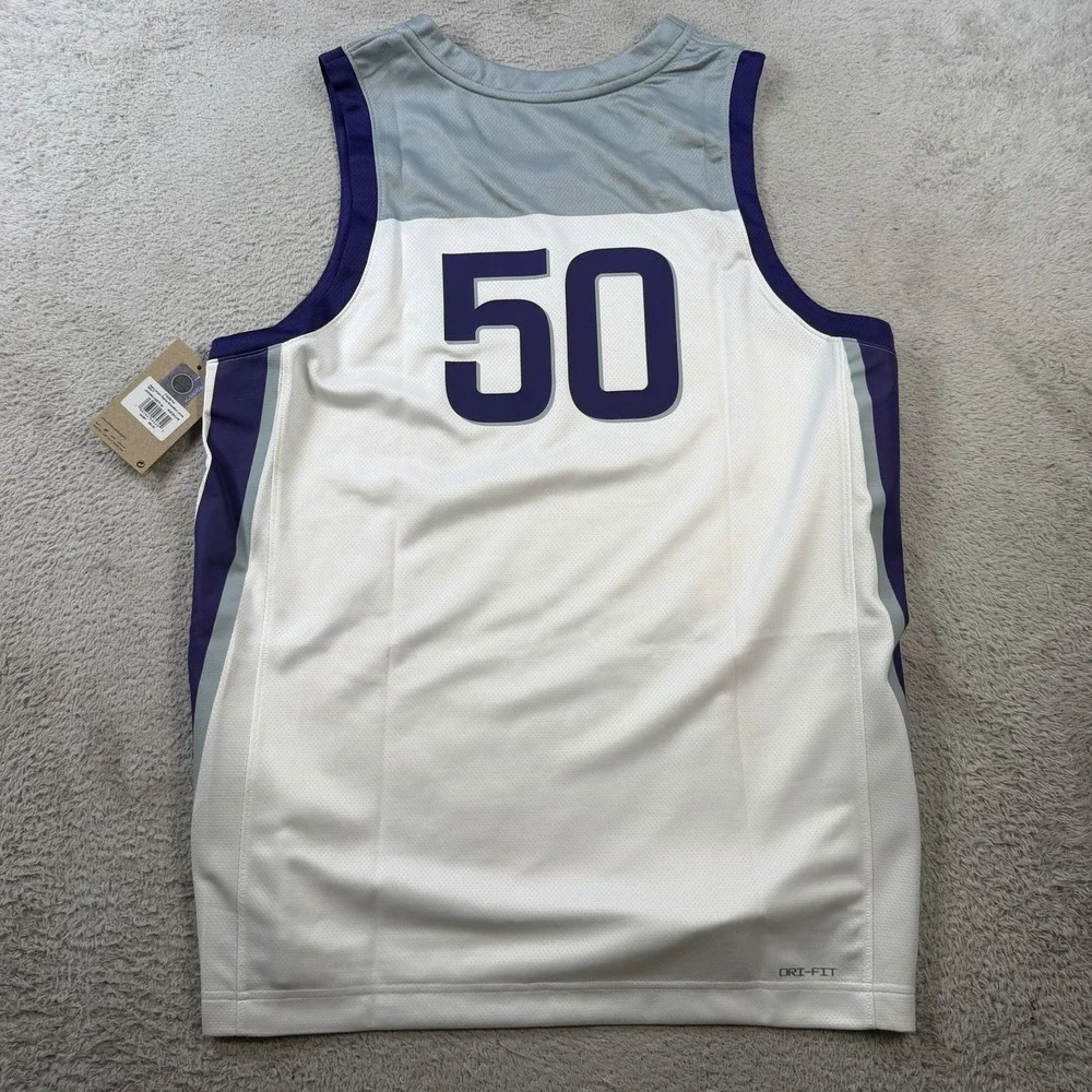 Nike Kansas State Wildcats Jersey Mens Medium White Basketball Dri-Fit #50